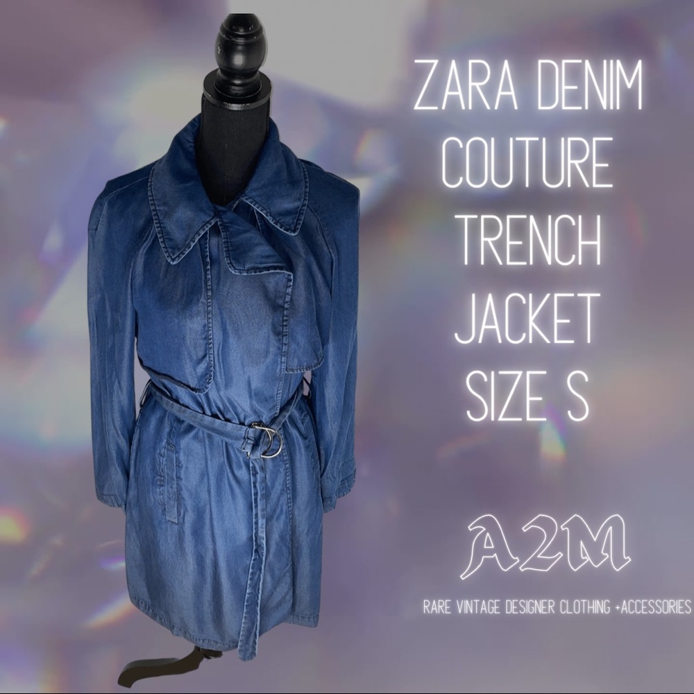 Zara Denim Couture Trench Jacket  Size S